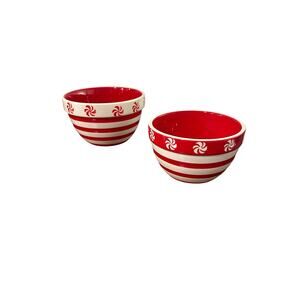 Small Red and White Christmas Bowls Set of 2